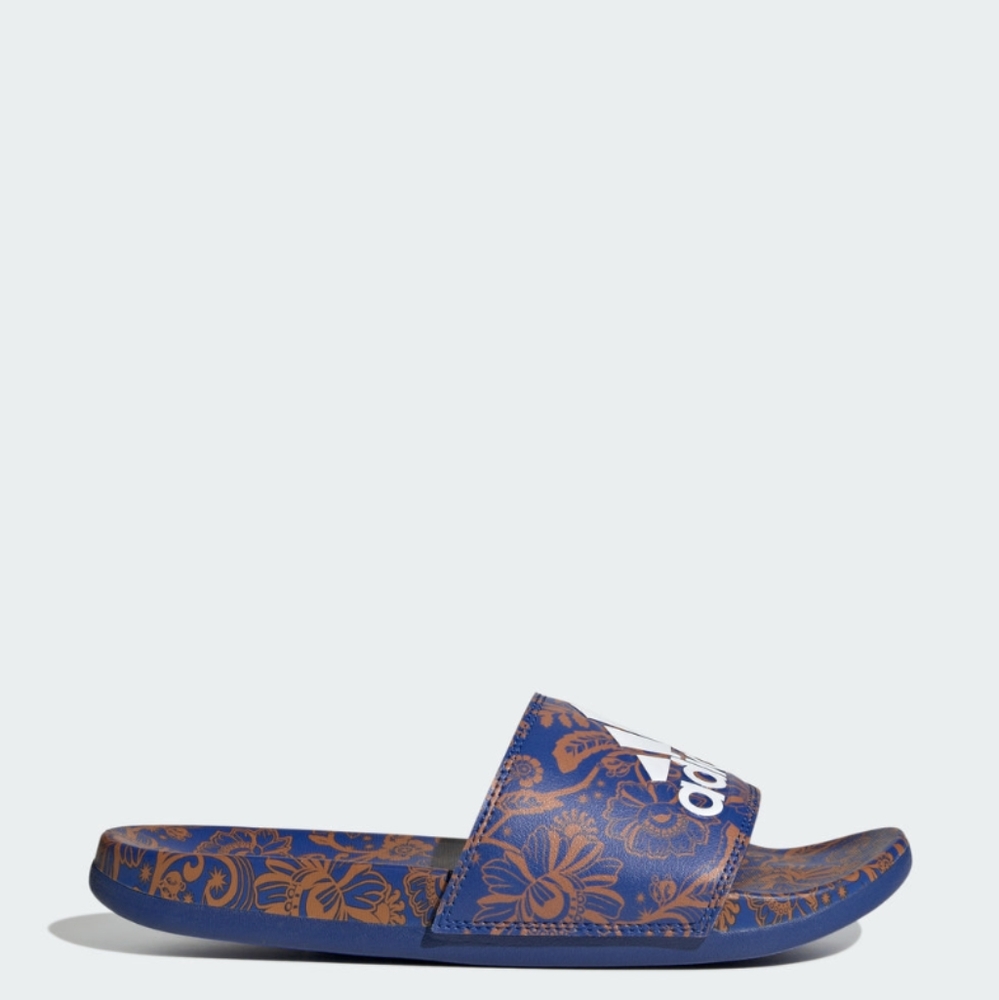 NIB FARM Rio Slide Sandals Adidas Collab Vibrant Blue Floral Women's Size 8 - Picture 16 of 16